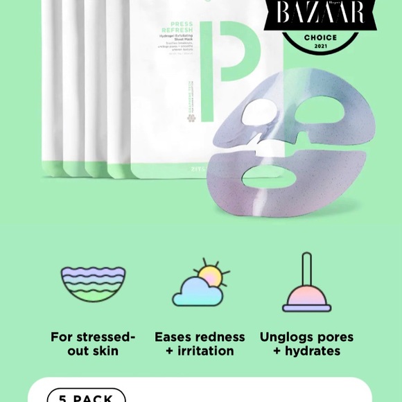Zitsticka press refresh Hydro gel exfoliating sheet masks (5masks). NWT - Picture 3 of 3